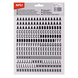 APLI Números y Letras Adhesivas Mayúsculas
