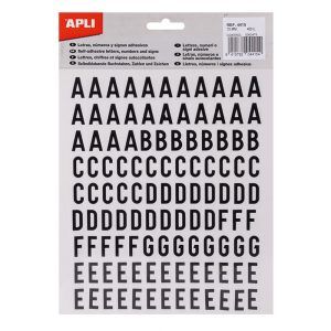 APLI Números y Letras Adhesivas Mayúsculas