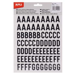 APLI Números y Letras Adhesivas Mayúsculas