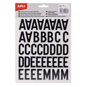 APLI Números y Letras Adhesivas Mayúsculas