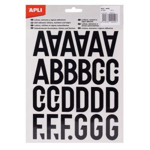 APLI Números y Letras Adhesivas Mayúsculas