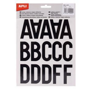 APLI Números y Letras Adhesivas Mayúsculas