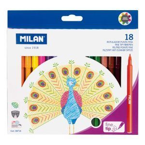 MILAN Caja 18 Rotuladores Punta Fina 154mm