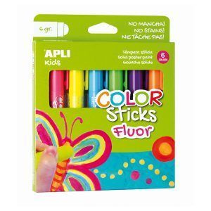 APLI Témperas sólidas Sticks Fluorescente - 6g 6 u.