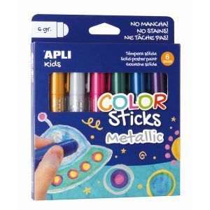 APLI Témperas sólidas Color Metalizado Sticks - 6 g 6 u.