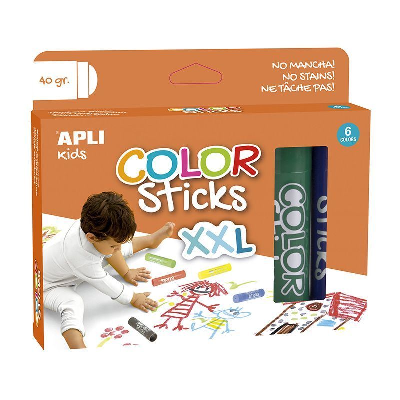 APLI Témperas sólidas Color Sticks XXL - 40 g 6 u. APLI Témperas sólidas Color Sticks XXL - 40 g 6 u.