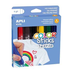 APLI Témperas Sólidas Color Sticks Textil - 6g 6 u.
