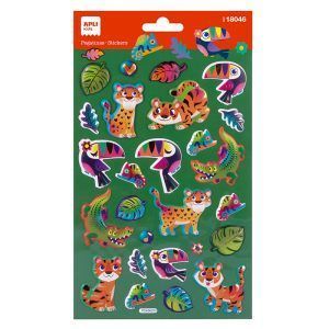 APLI Pegatinas Animales Selva Áreas Metalizadas 1 hoja