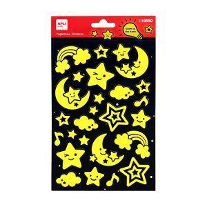 APLI Pegatinas Luna y Estrellas Acabado Luminiscente 1 hoja