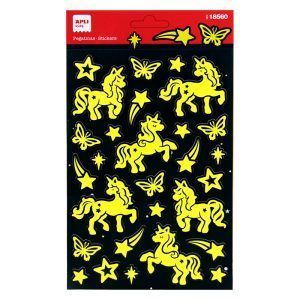 APLI Pegatinas Unicornios Acabado Luminiscente 1 hoja