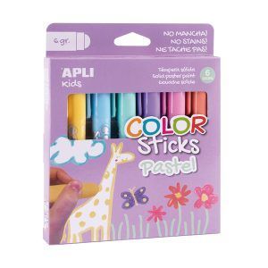 APLI Témperas Sólidas Color Pastel Sticks - 6g 6u.