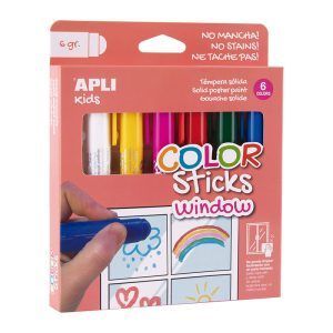 APLI Témperas Sólidas Color Sticks Window - 6g 6 u.