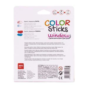 APLI Témperas Sólidas Color Sticks Window - 6g 6 u.