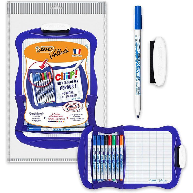 BIC Pizarra Blanca Doble Cara 21x31cm + Marcador Azul y Borrador BIC Pizarra Blanca Doble Cara 21x31cm + Marcador Azul y Borrador