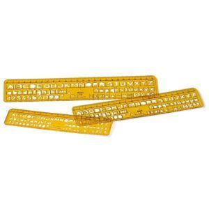 Faibo Pack de 3 Plantillas para Rotular 6, 8 y 10mm Color Amarillo