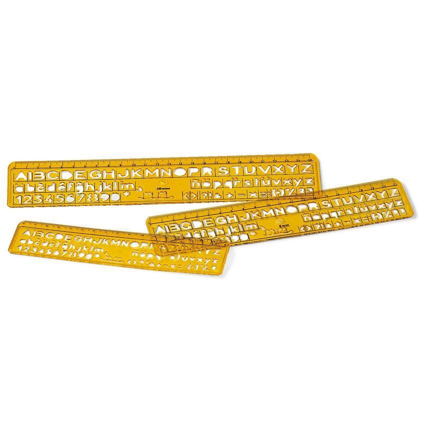 Faibo Pack de 3 Plantillas para Rotular 6, 8 y 10mm Color Amarillo Faibo Pack de 3 Plantillas para Rotular 6, 8 y 10mm Color Amarillo