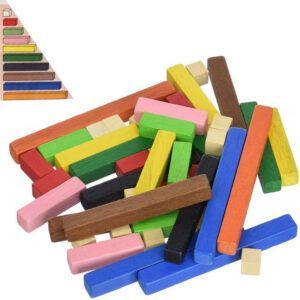 Faibo Bolsa con 63 Regletas Cuisenaire de Madera de Colores