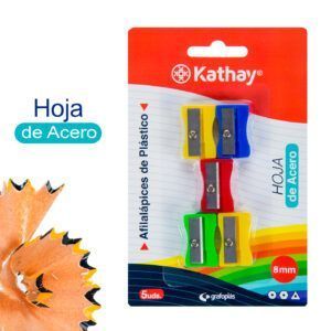 Kathay Pack de 5 Sacapuntas de Plástico en Colores Surtidos