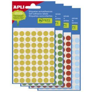 APLI Minibolsa Gomets Redondos Ø 10mm Permanentes 5 hojas