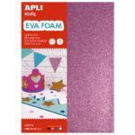 APLI Goma EVA Purpurina A4 - Blanco, negro, rojo y azul