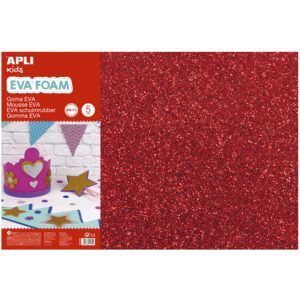 APLI Goma EVA Purpurina Rojo 60x40cm - 3 Hojas