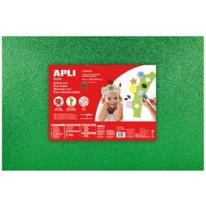 APLI Goma EVA Purpurina Verde 60x40cm - 3 Hojas