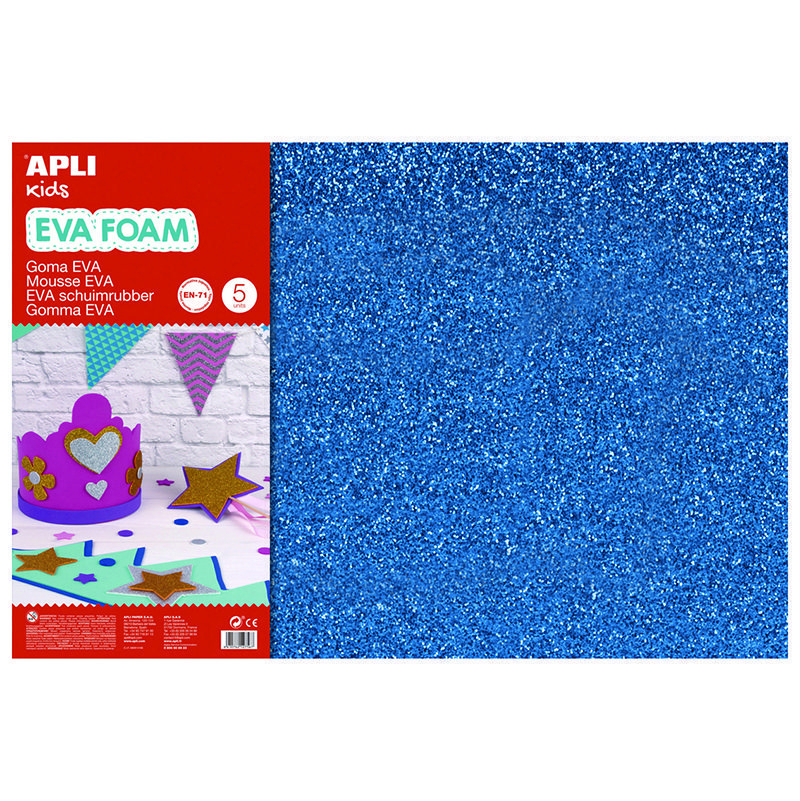 APLI Goma EVA Purpurina Azul 60x40cm - 3 Hojas APLI Goma EVA Purpurina Azul 60x40cm - 3 Hojas