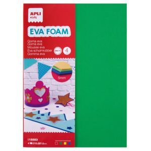 APLI Goma EVA Multicolor A4 de 5mm - Rojo, Amarillo, Verde y Azul