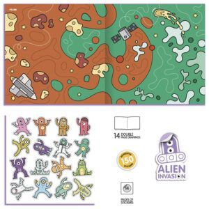 MILAN Cuaderno con Adhesivos para Colorear 'Alien Invasion'
