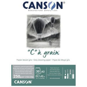 Canson C à Grain Bloc Encolado 30H Fino 250g Gris Jaspeado