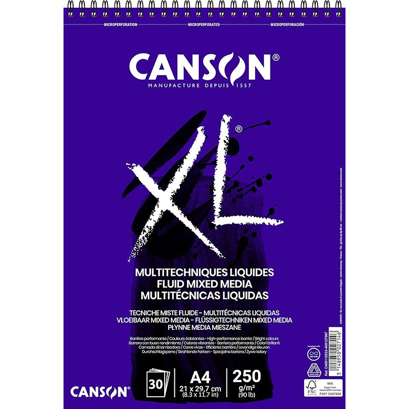 Canson XL Mix Media Álbum Espiral Fluido Fino 250g Canson XL Mix Media Álbum Espiral Fluido Fino 250g
