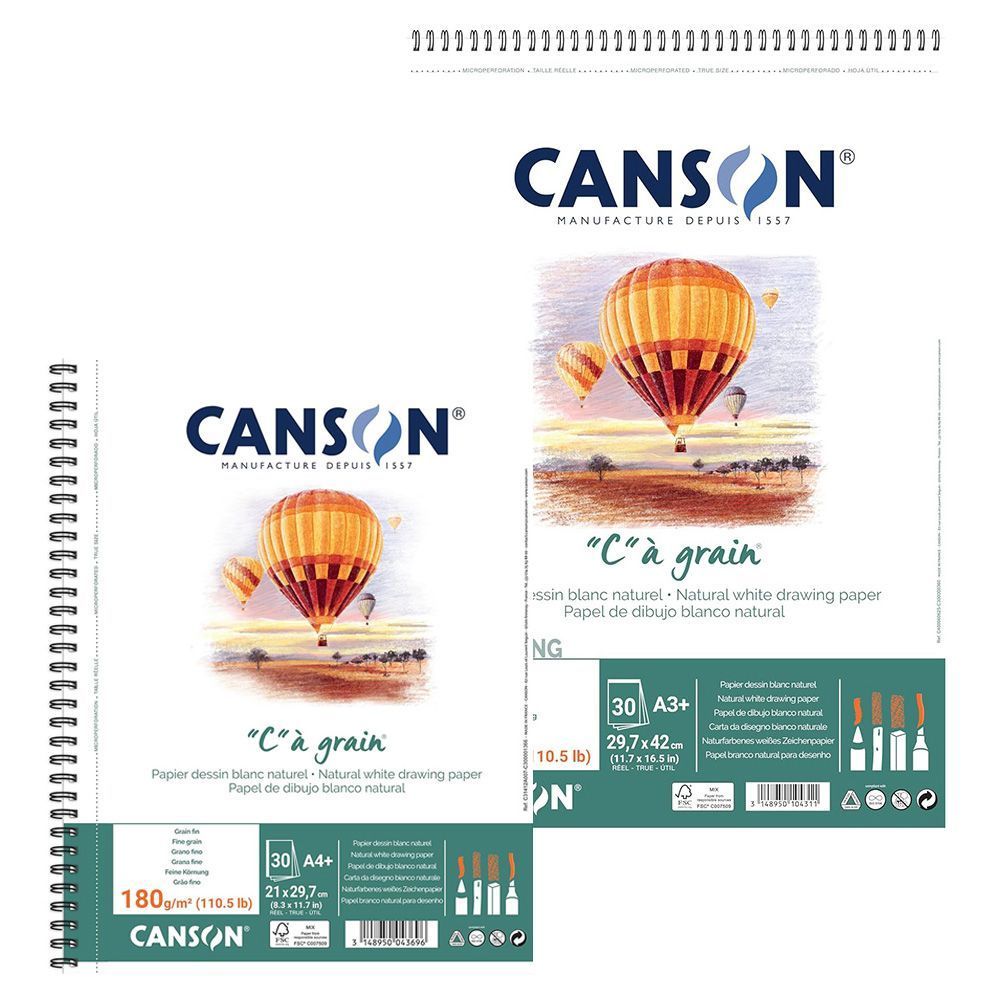 Canson C à Grain Álbum Espiral Microperforado 30H Fino 180g Canson C à Grain Álbum Espiral Microperforado 30H Fino 180g