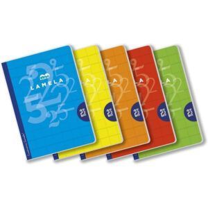 Lamela Libreta Grapa A4 Cartoncillo Plastificado 50H Cuadrovía (Pack 5 colores)
