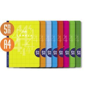 Lamela Libreta Grapa A4 Cartoncillo Plastificado 50H Cuadrovía (Pack 5 colores)