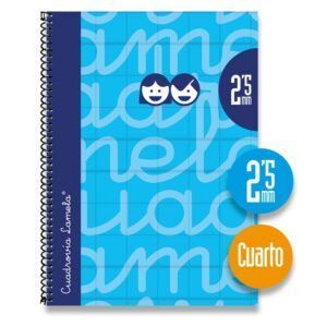 Lamela Cuaderno Espiral 4º (A5) Extradura 80H 90grs Cuadrovía 2,5mm
