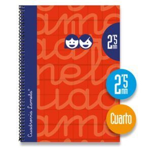 Lamela Cuaderno Espiral 4º (A5) Extradura 80H 90grs Cuadrovía 2,5mm