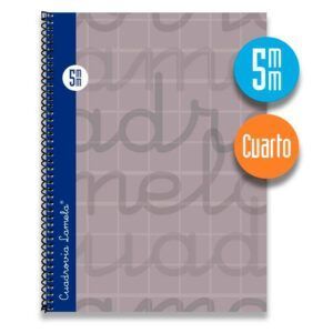 Lamela Cuaderno Espiral 4º (A5) Extradura 80H 90grs Cuadrovía 5mm