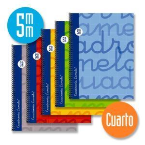Lamela Cuaderno Espiral 4º (A5) Extradura 80H 90grs Cuadrovía 5mm