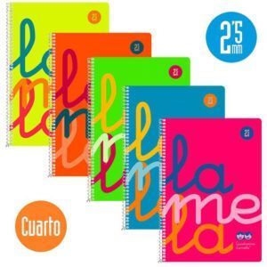 Lamela Cuaderno Espiral 4º PP Flúor 80H 90grs Cuadrovía 2,5mm