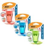 BIC Ellipse Sacapuntas de 2 Orificios con Depósito Grande - Verde, Azul o Coral