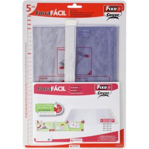 Fixo Pack de 5 Forros PVC 120µ Solapas Ajustables Tira Adhesiva Reposicionable