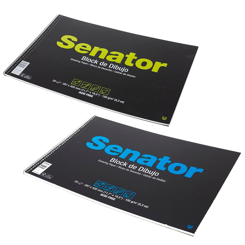 Senator Bloc de Dibujo A3 150g 20H Sin Recuadro y Sin Taladros Senator Bloc de Dibujo A3 150g 20H Sin Recuadro y Sin Taladros