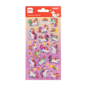 APLI Kids Pegatinas Unicornios Puffy Acolchados Adhesivo Permanente 1 hoja