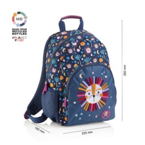 Miquelrius Mochila Escolar Doble London 12L, 2 Compartimentos, Reciclado, Diseño King Jungle