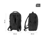 MILAN Mochila Escolar 5 Cremalleras 25L Colección Shadow Negro