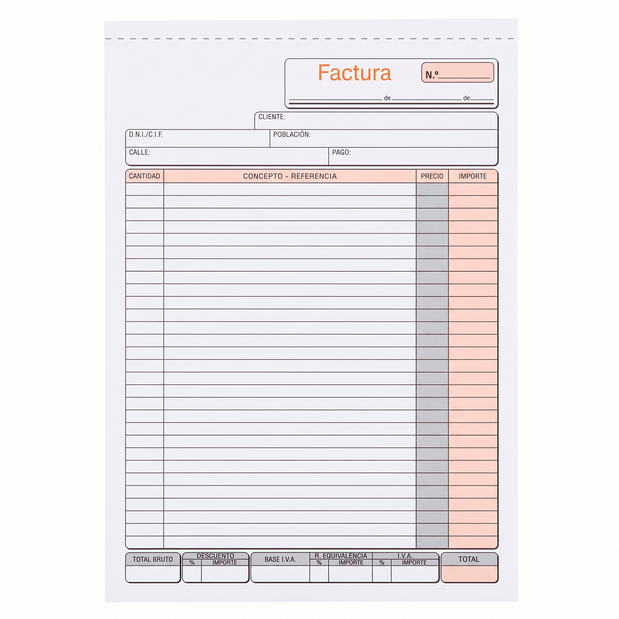 Talonario Facturas Bloc Encolado A4 (210x300mm) 50 juegos Duplo, con IVA Talonario Facturas Bloc Encolado A4 (210x300mm) 50 juegos Duplo, con IVA