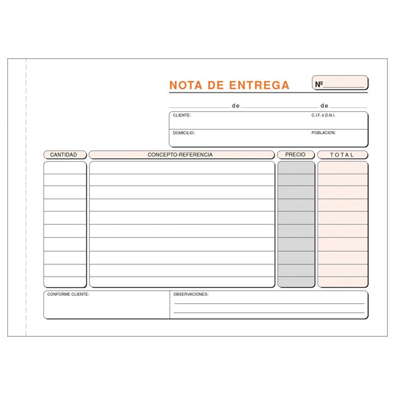 Talonario Entregas Bloc Encolado A5 (207x145mm) Apaisado Talonario Entregas Bloc Encolado A5 (207x145mm) Apaisado