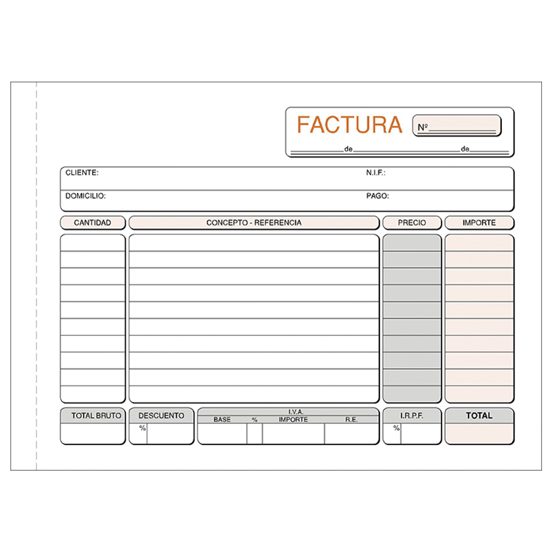Talonario Facturas Bloc Encolado 207x145mm Apaisado, 50 juegos, Duplo, con IVA Talonario Facturas Bloc Encolado 207x145mm Apaisado, 50 juegos, Duplo, con IVA