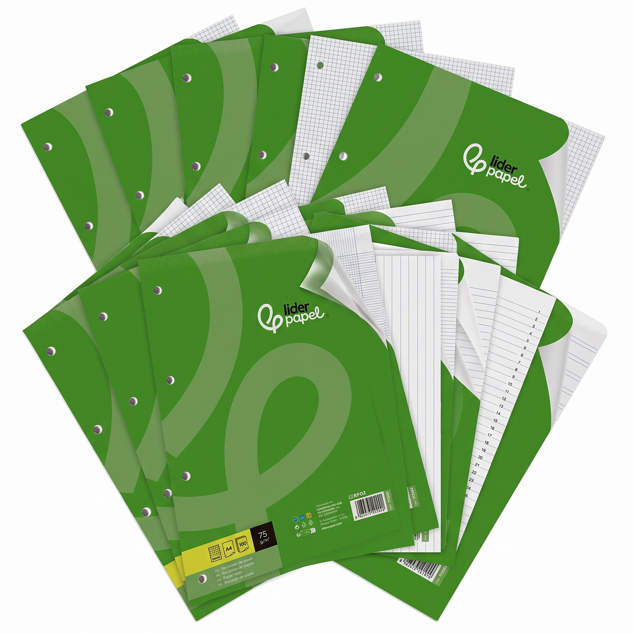 Liderpapel Recambio de Anillas A4 100 hojas 75g/m², 4 Taladros Liderpapel Recambio de Anillas A4 100 hojas 75g/m², 4 Taladros